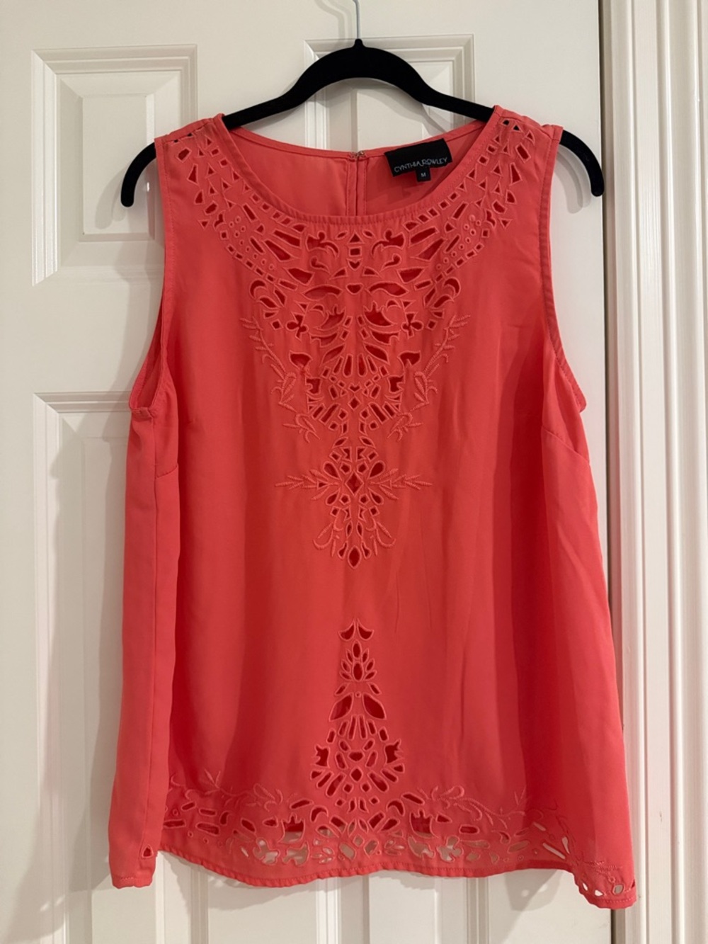 Chelsea & Violet Coral Laser-Cut Sleeveless Top